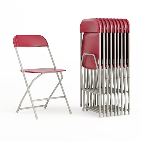 Flash Furniture Hercules Series Plastic Folding Chair Red - 10 LB Weight Capacity Comfortable Event Chair-Lightweight Folding Chair, PK10 10-LE-L-3-RED-GG